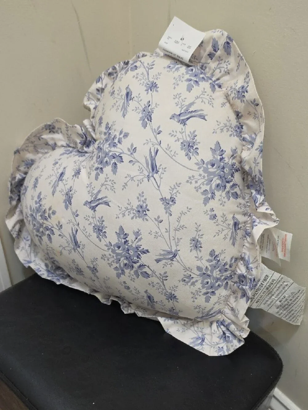 Shabby Chic Blue Floral Ruffle Accent Pillow